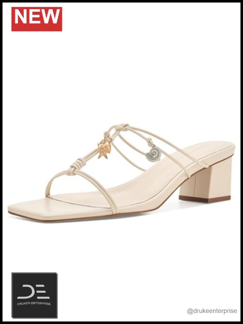 Women's Leather Block Heel Sandals Slip-On Open Toe